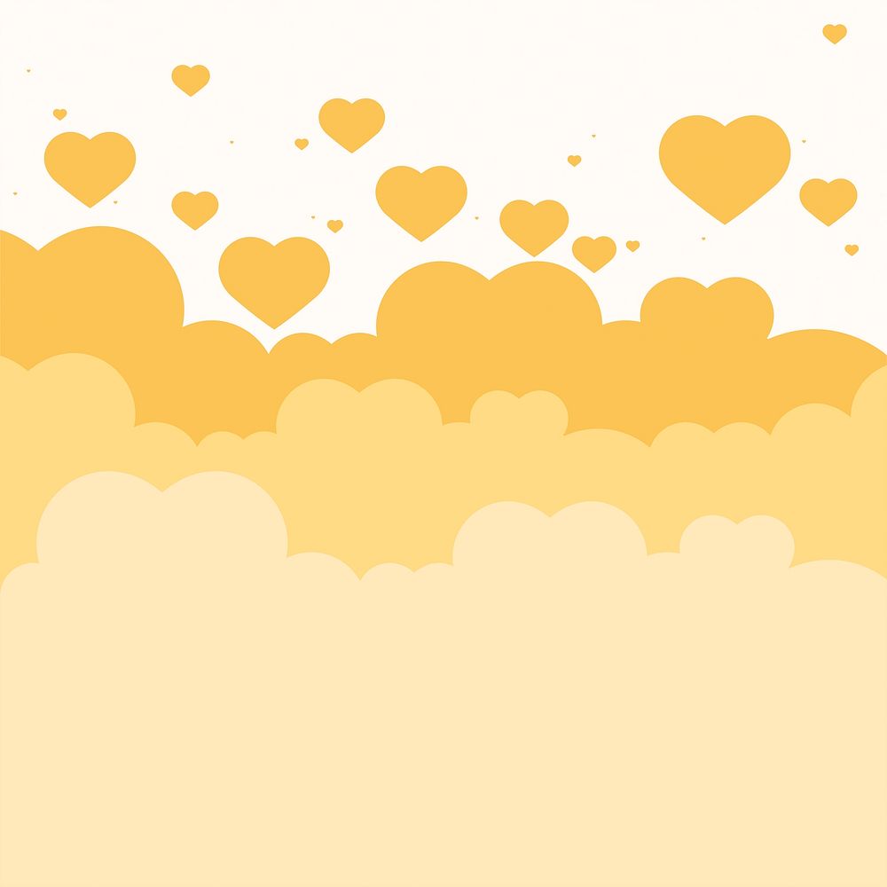 Vector heart above cloud pastel yellow background