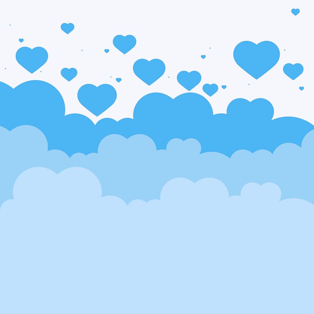 Vector blue cloud heart pastel background