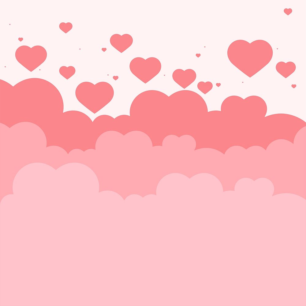 Vector heart pink background cloud pattern