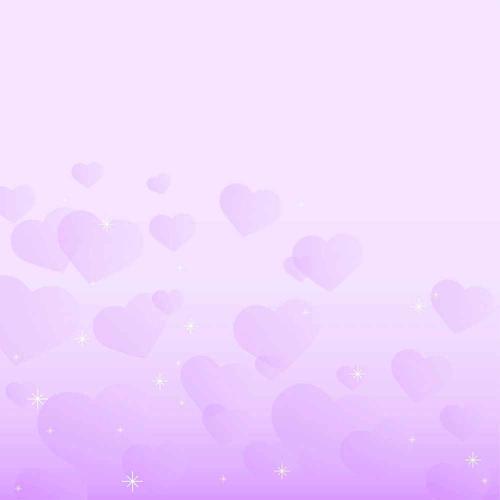 Vector sparkle heart pattern purple background