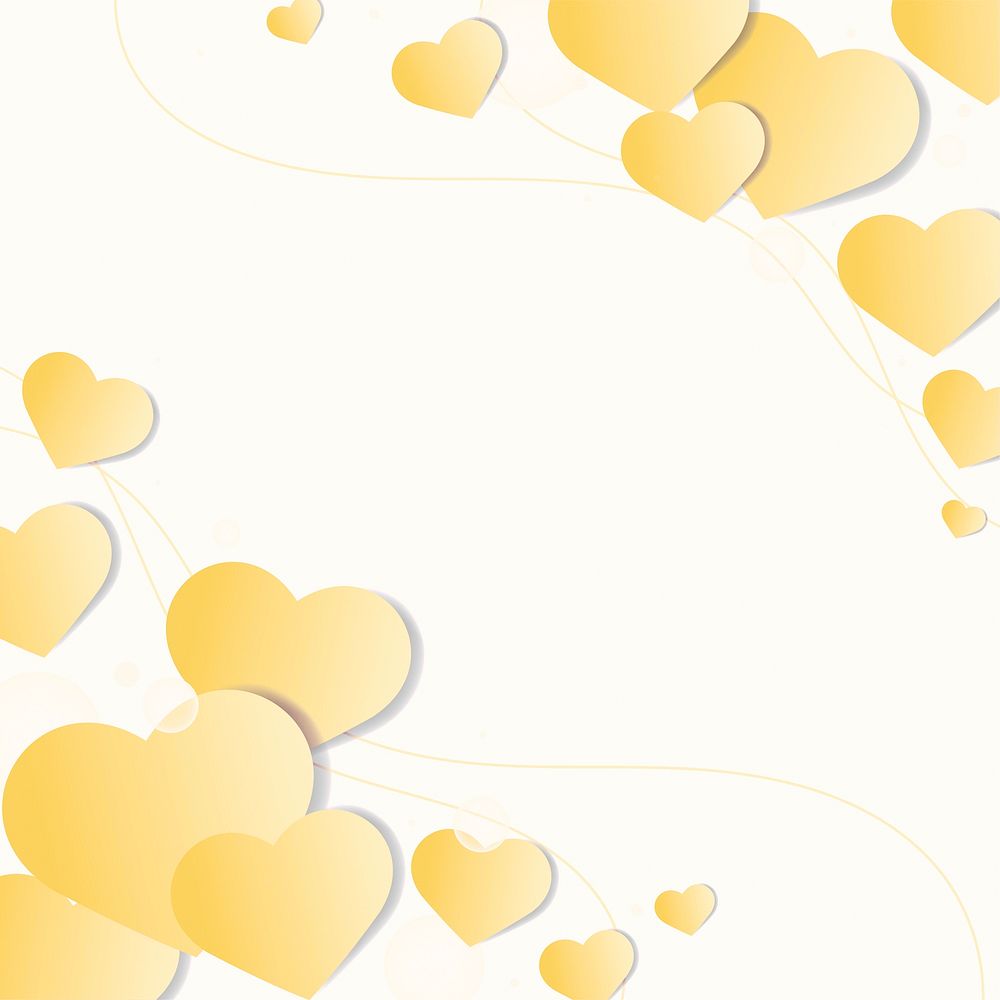 Abstract yellow hearts background design space