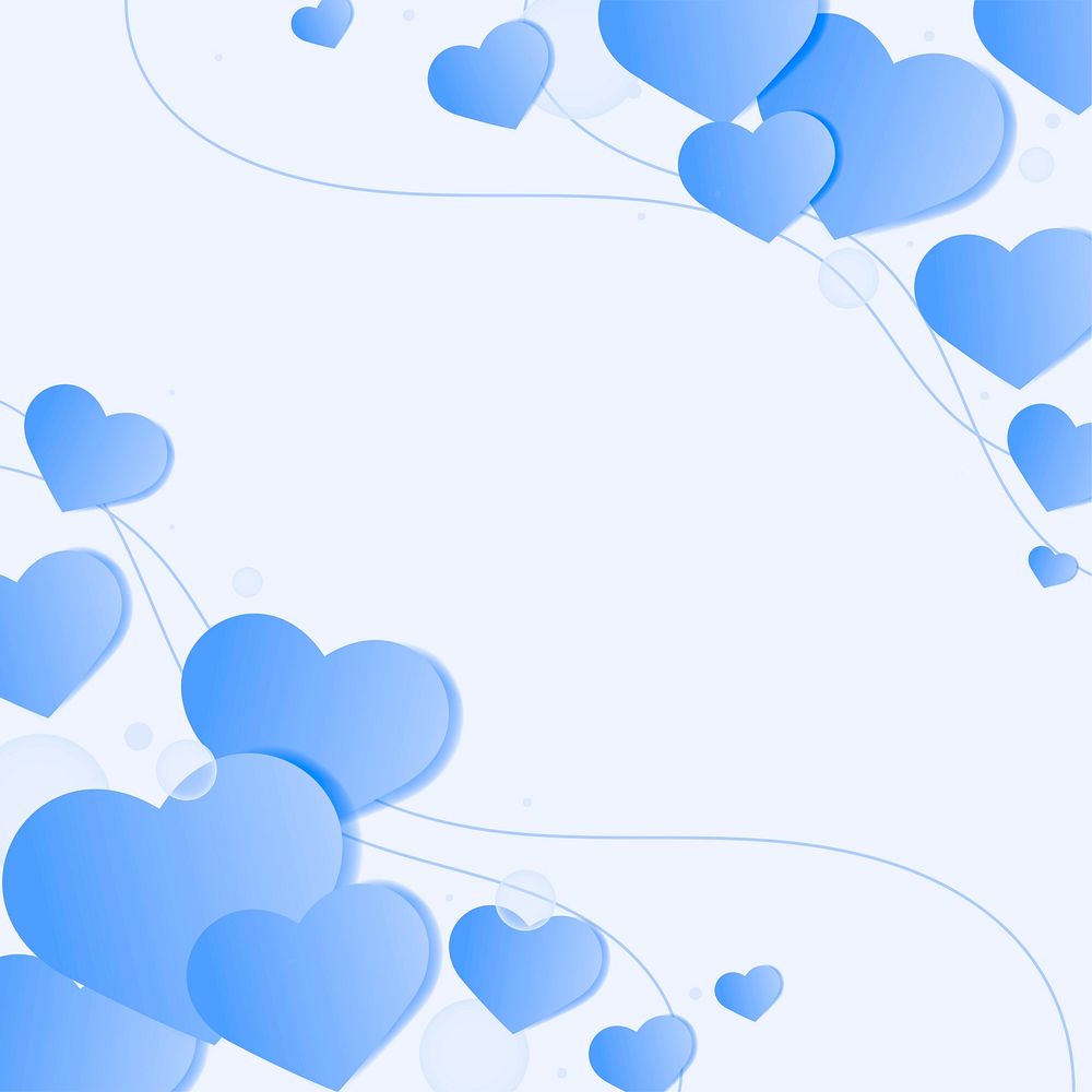 Abstract frame with blue hearts design space