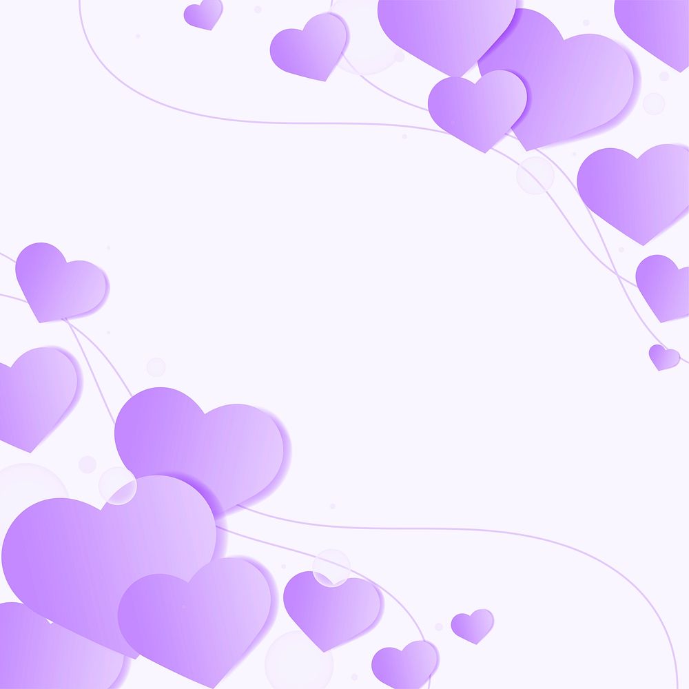 Cute lilac heart border design space