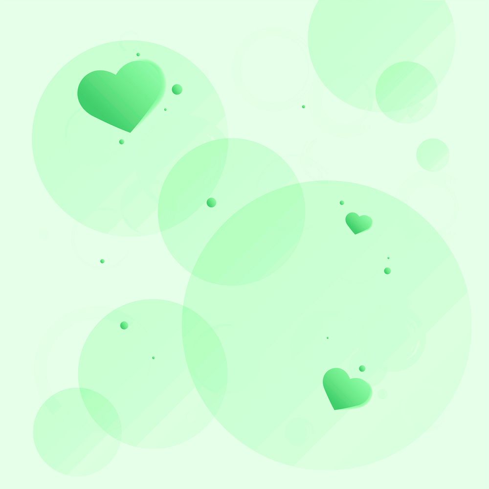 Cute heart green background blank space