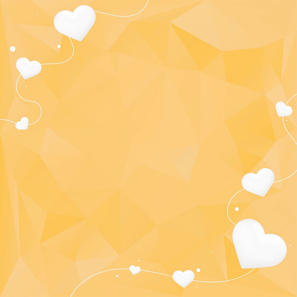 Vector heart string border yellow prism pattern background