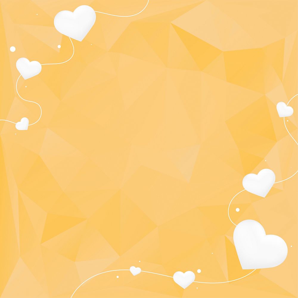 Abstract white heart yellow background design space