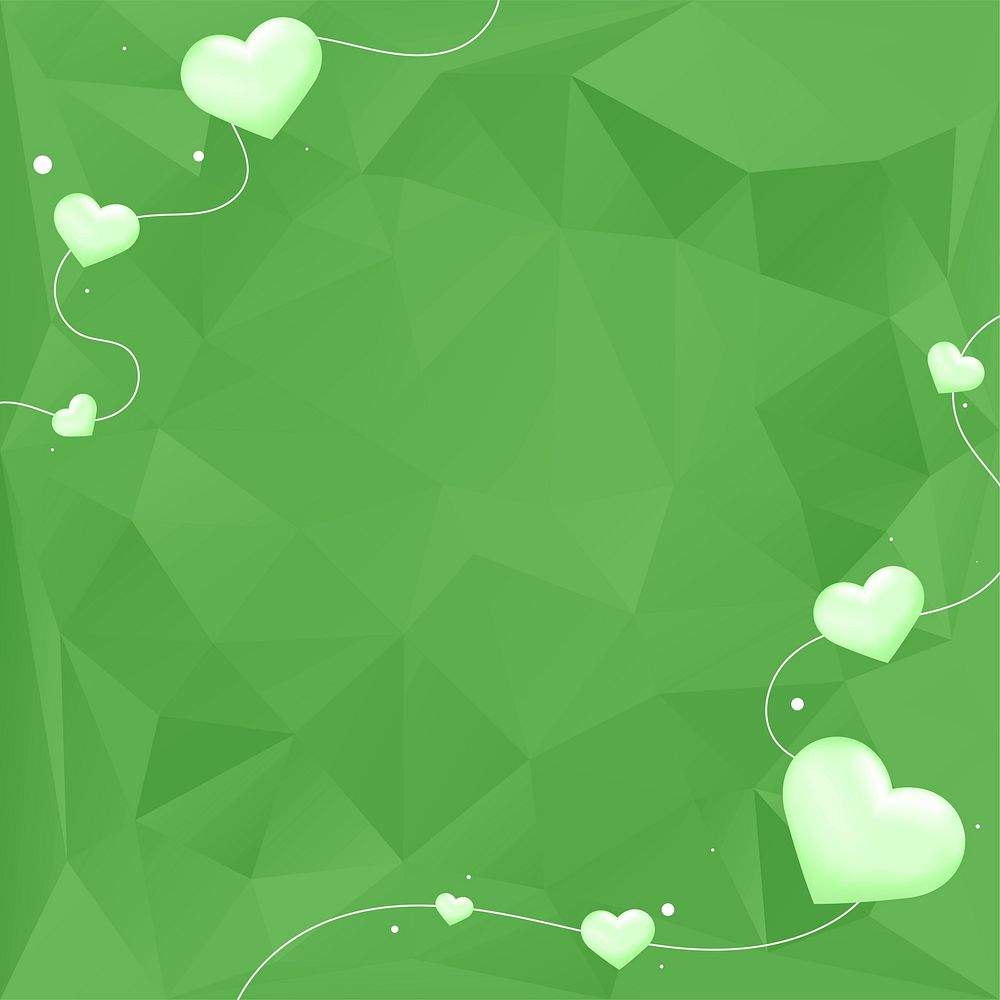 Abstract white heart green frame copy space