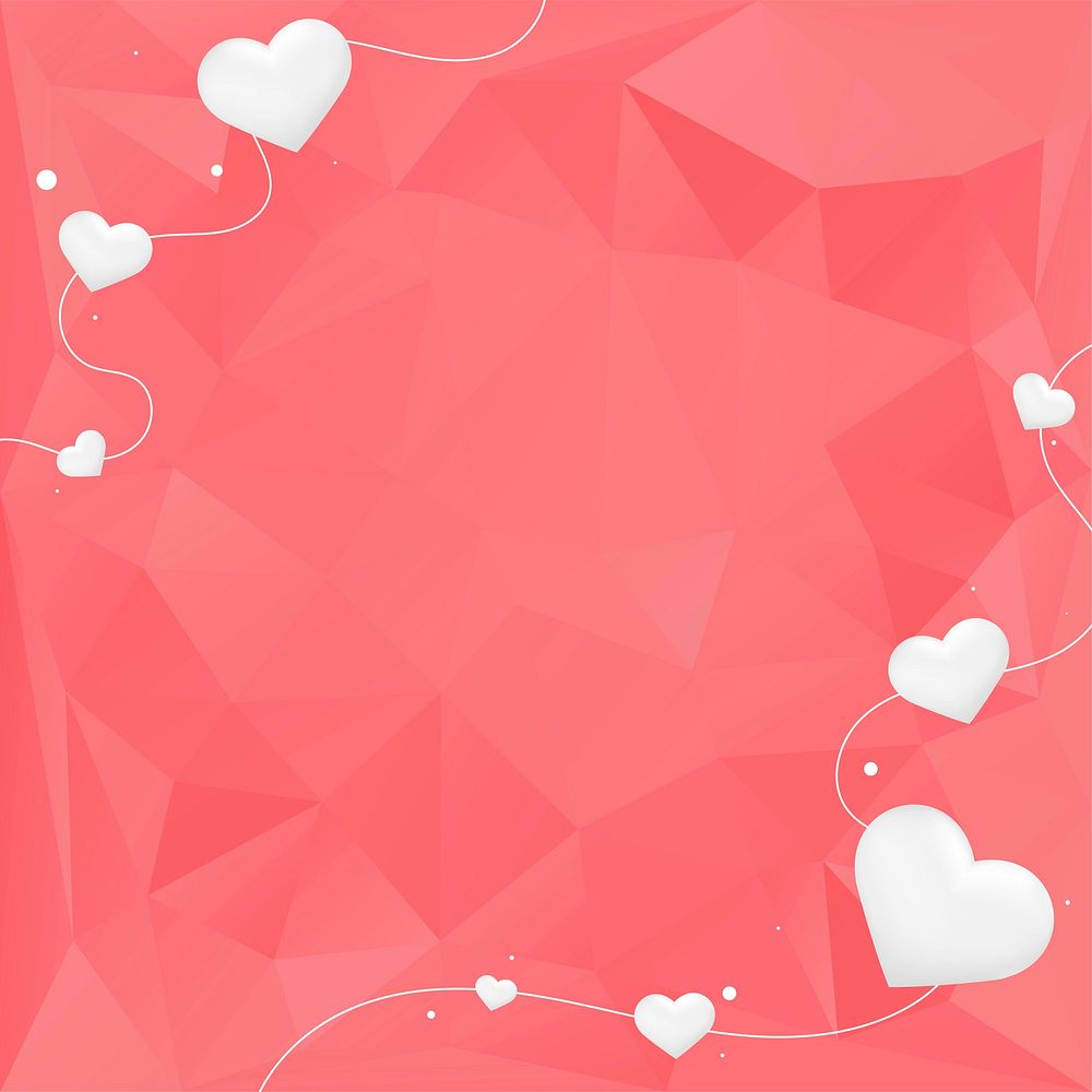 Vector heart string border pink prism pattern background