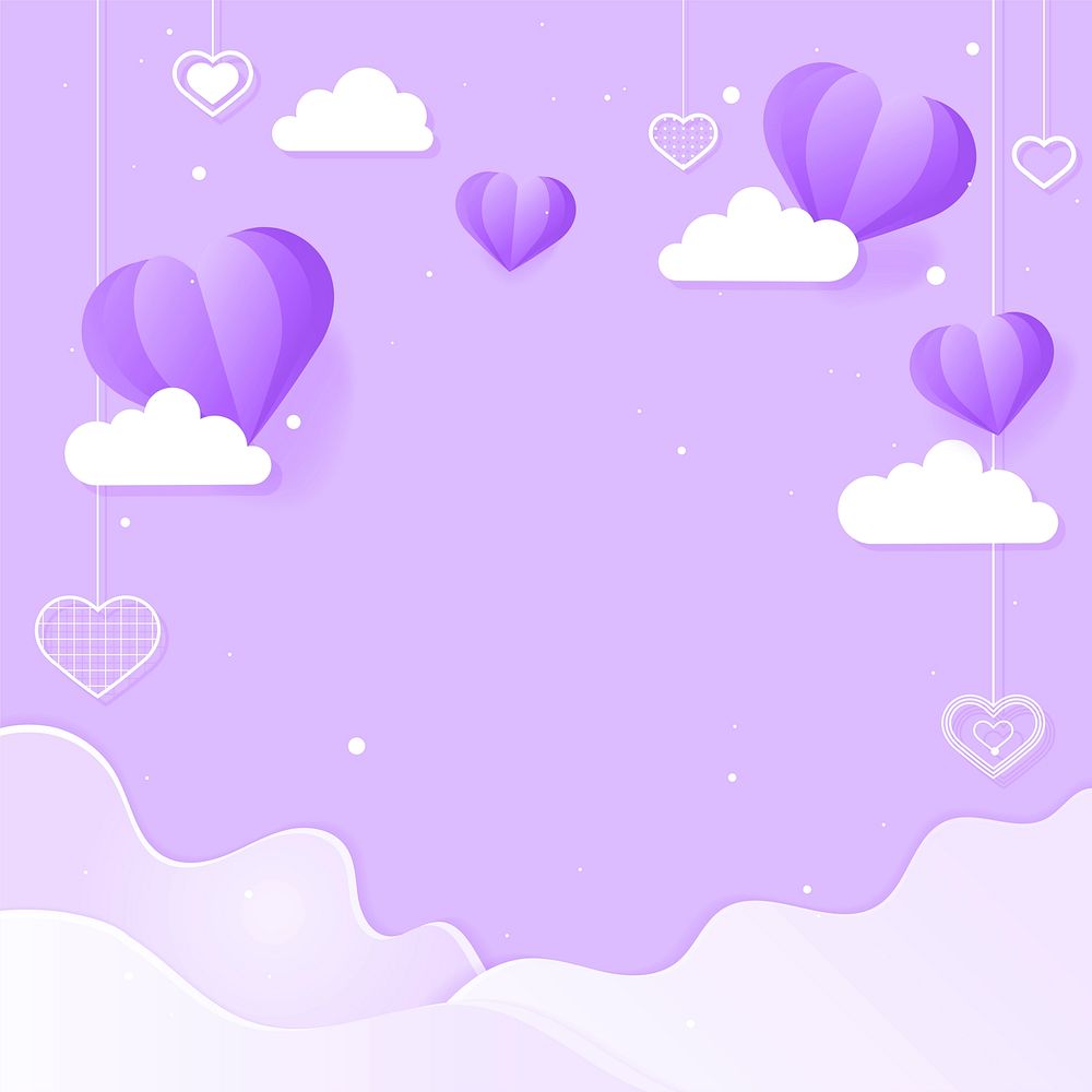 Background with purple hanging hearts