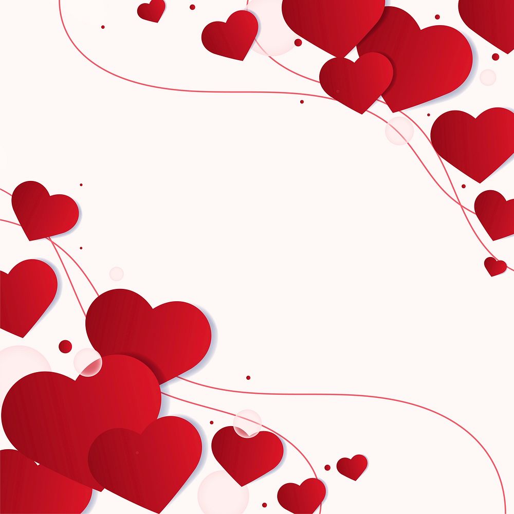Red heart border background vector