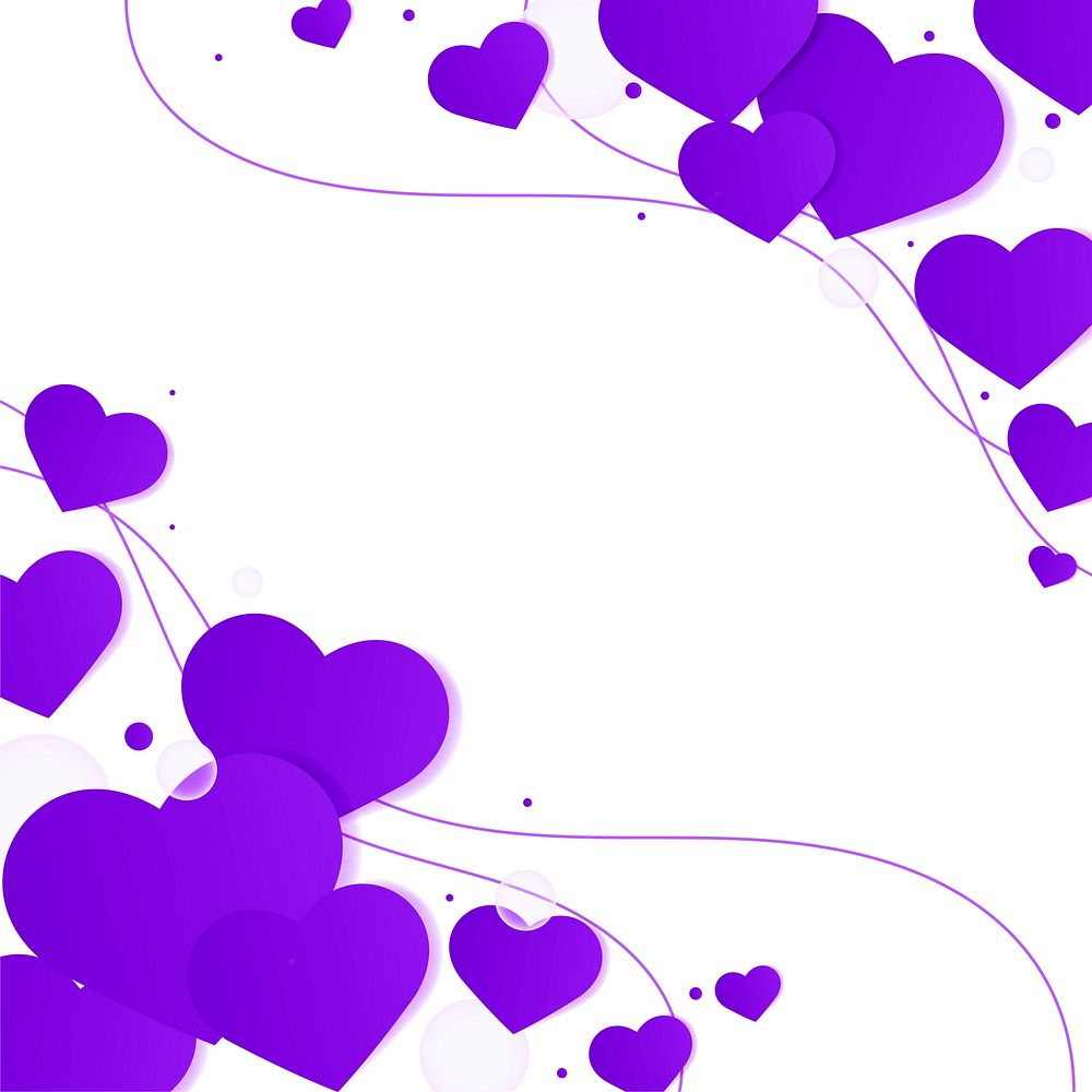 Cute purple heart border copy space