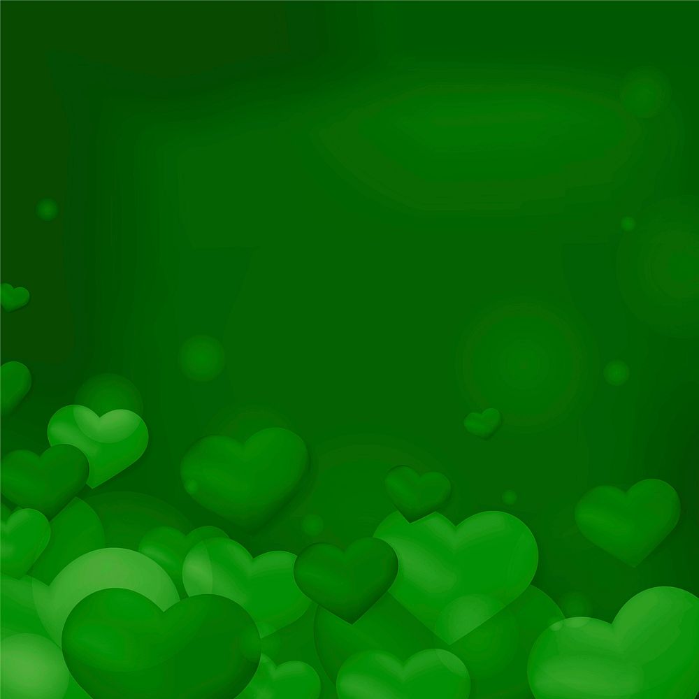 Vector green heart bubble bokeh pattern background