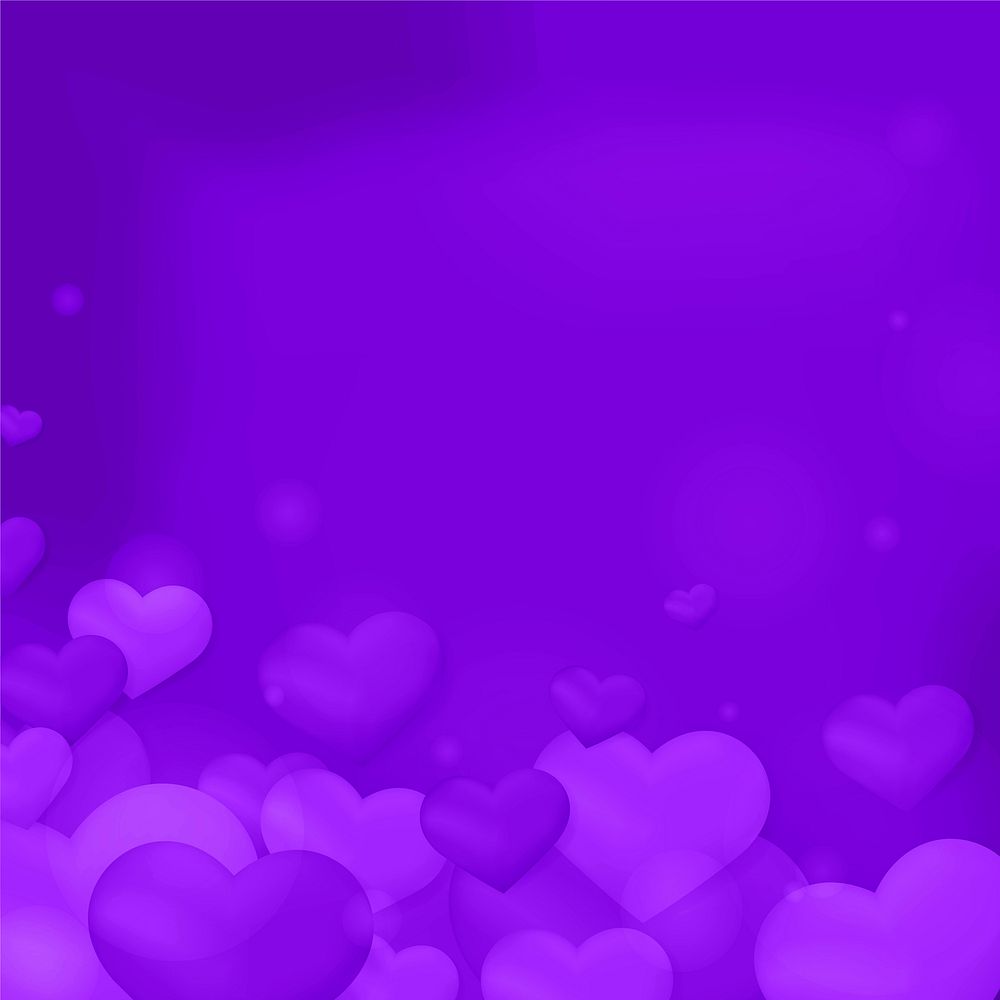 Vector purple heart bubble bokeh pattern background