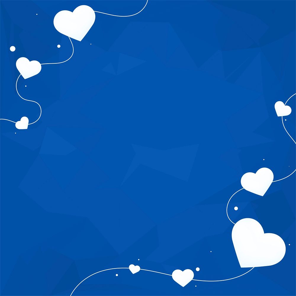 Abstract blue frame with hearts design space