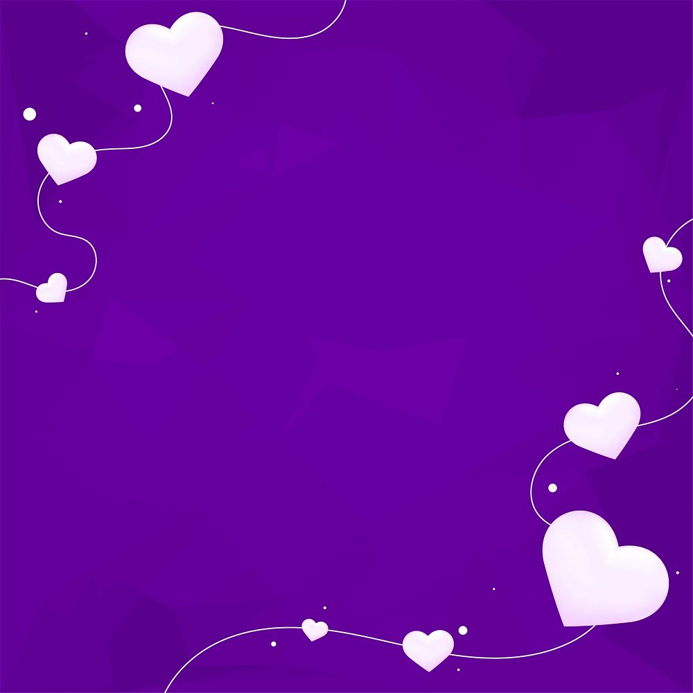 Cute white heart purple border copy space