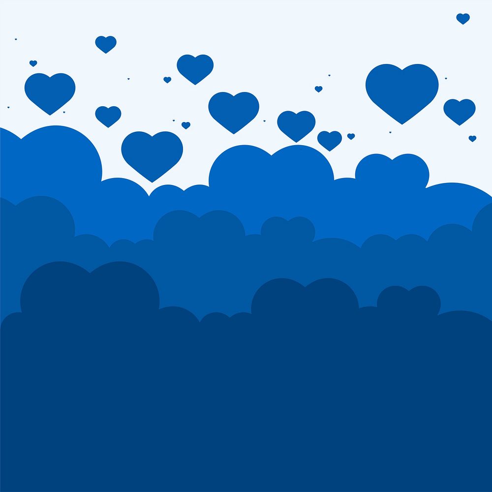 Vector heart blue background cloud pattern