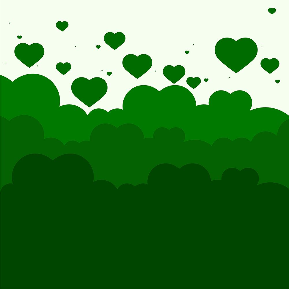 Vector heart above cloud green background