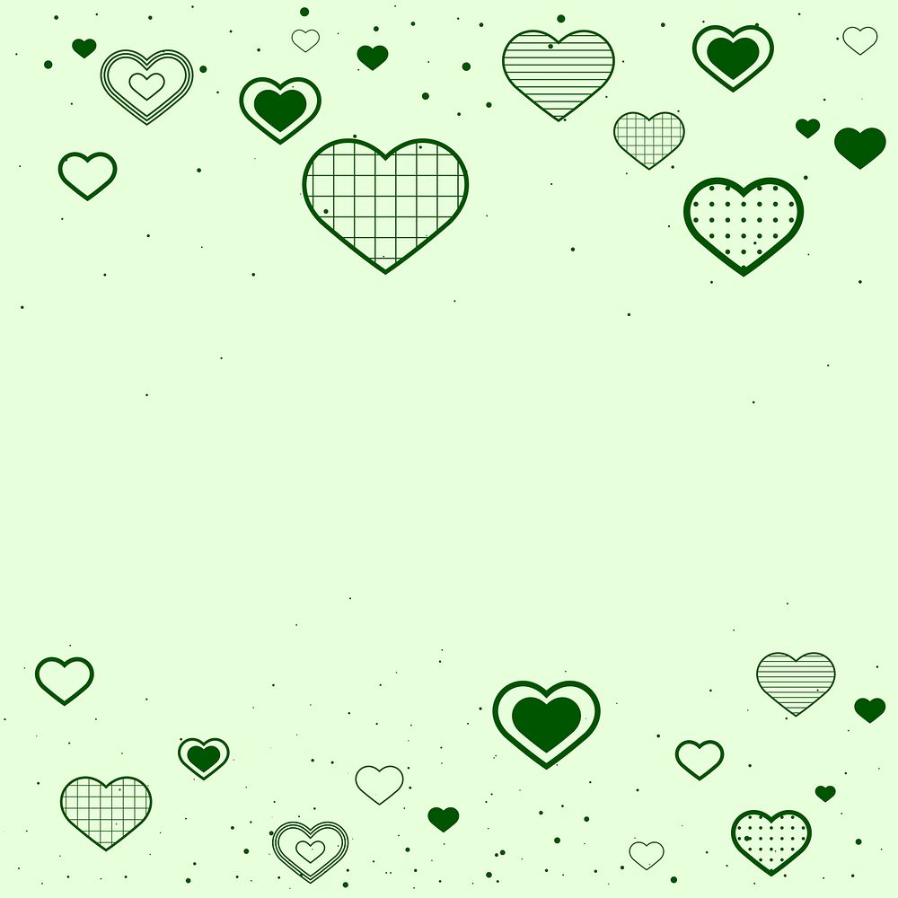 Vector cute green border decorated with hearts
