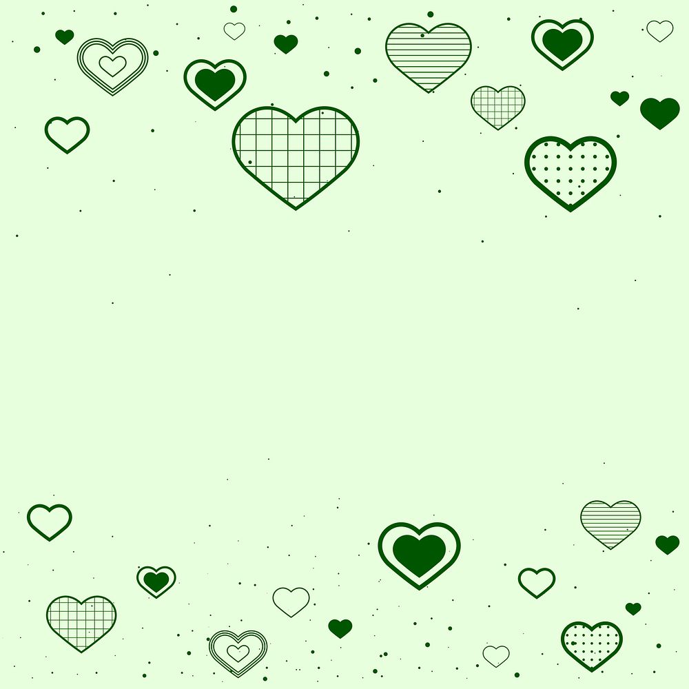 Cute dark green heart border copy space
