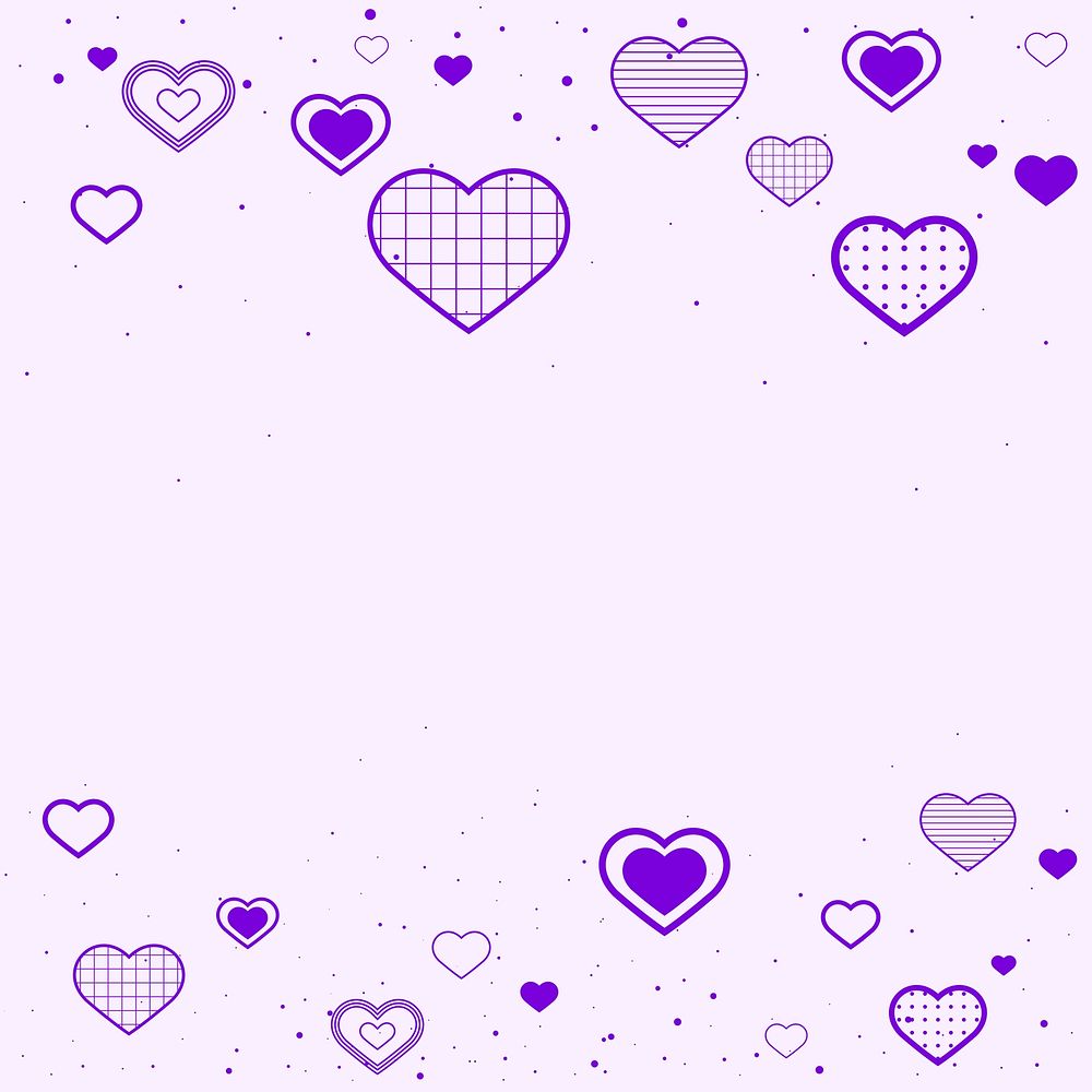Vector purple border decorated with hearts