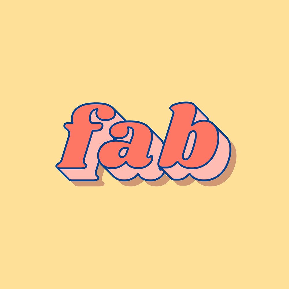 Fab word retro 3D effect pastel typography