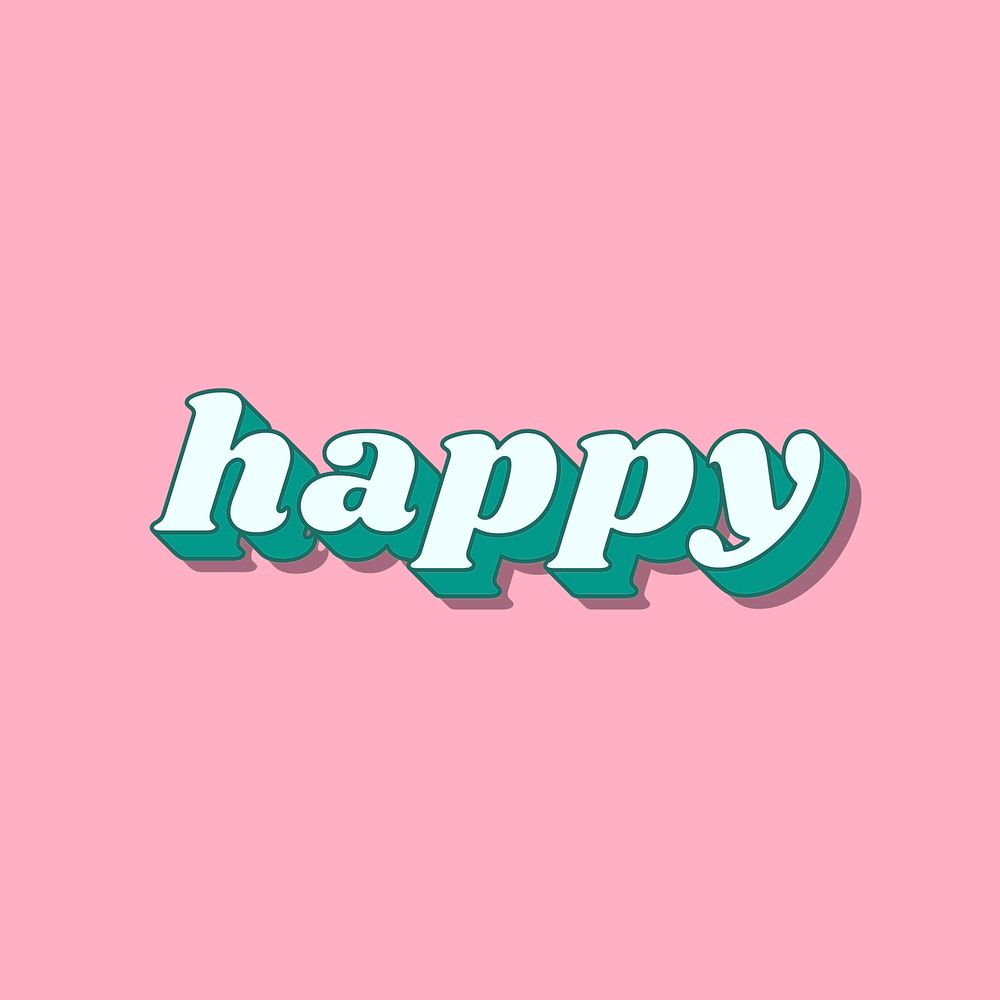 Retro happy lettering bold shadow font typography