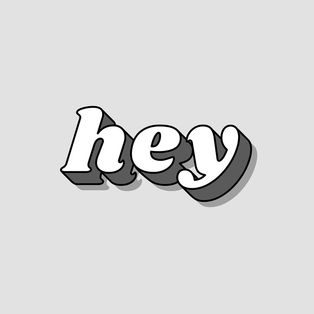 Retro hey lettering bold shadow font typography