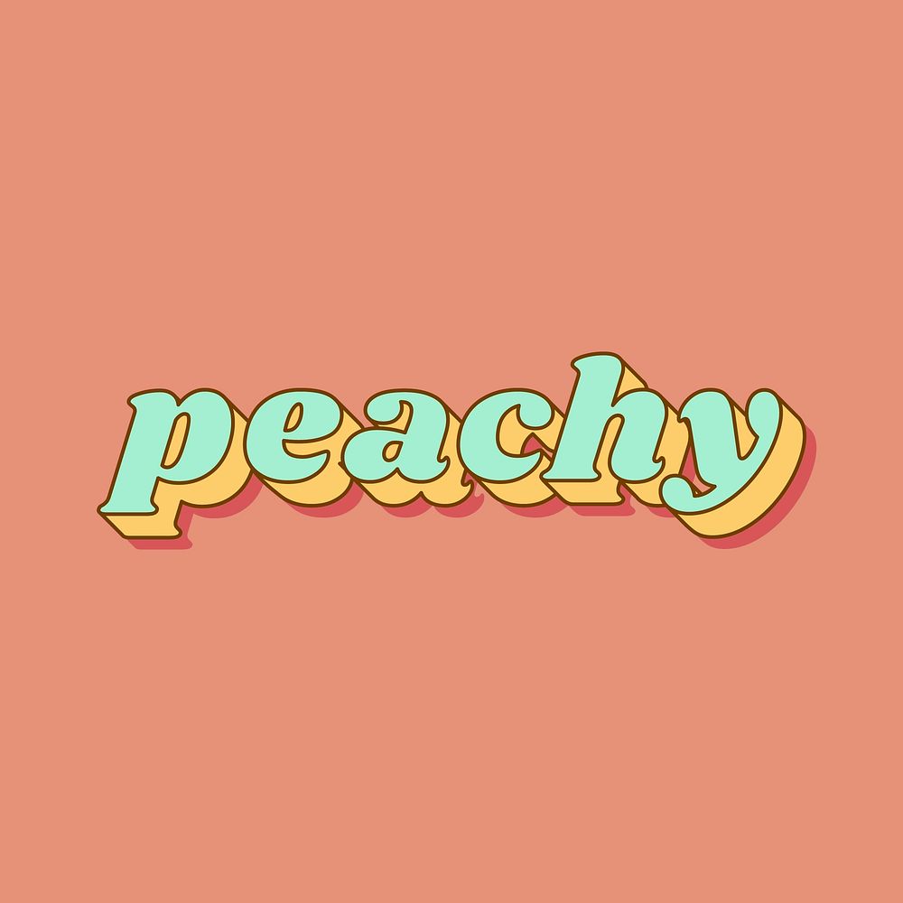 Retro peachy word bold shadow font typography