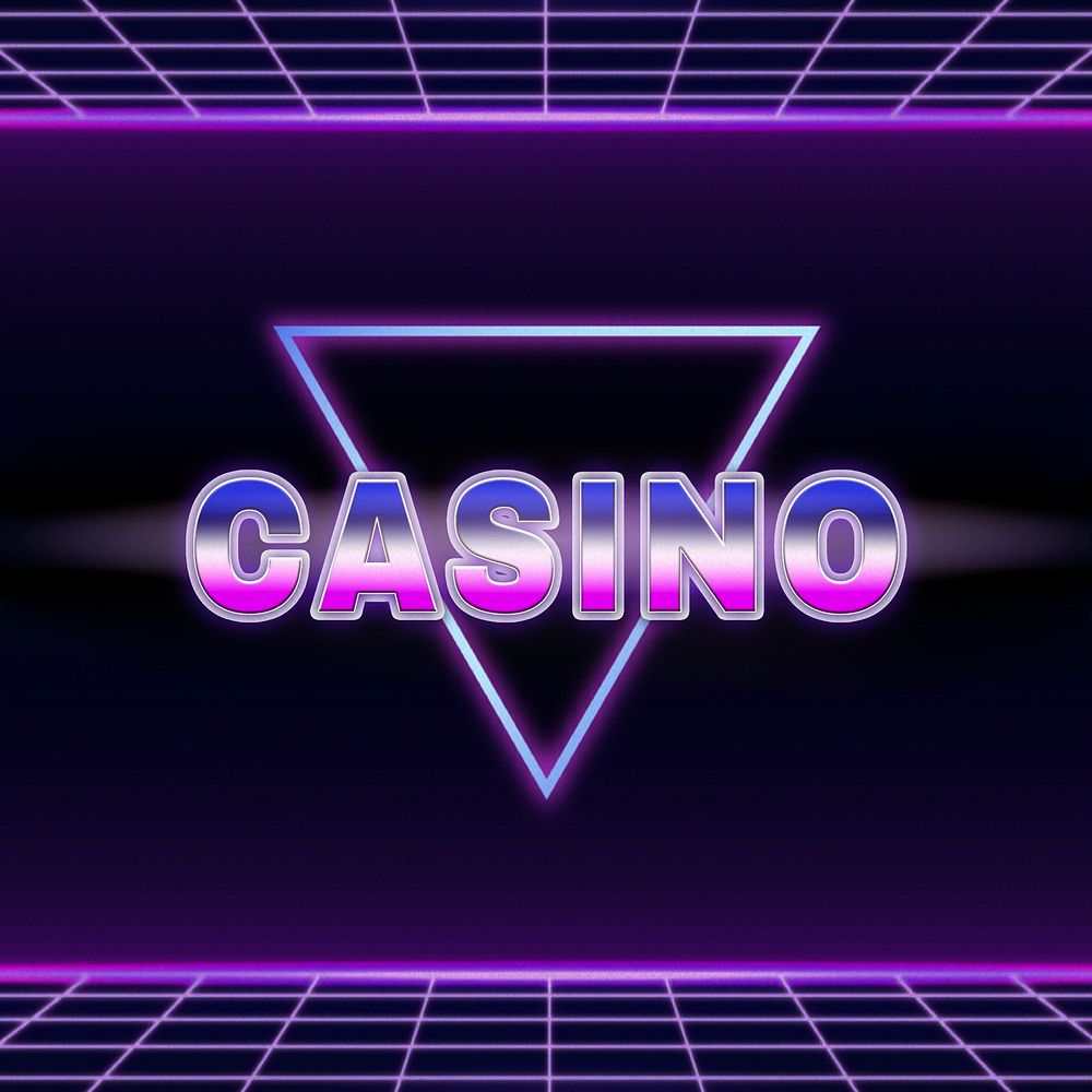 Casino retro style word on futuristic background
