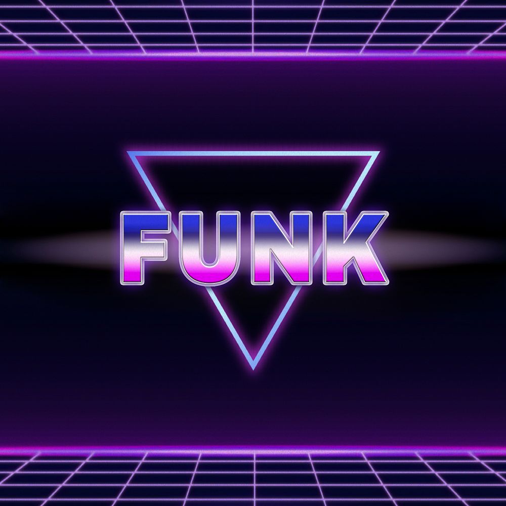 Funk retro style word on futuristic background