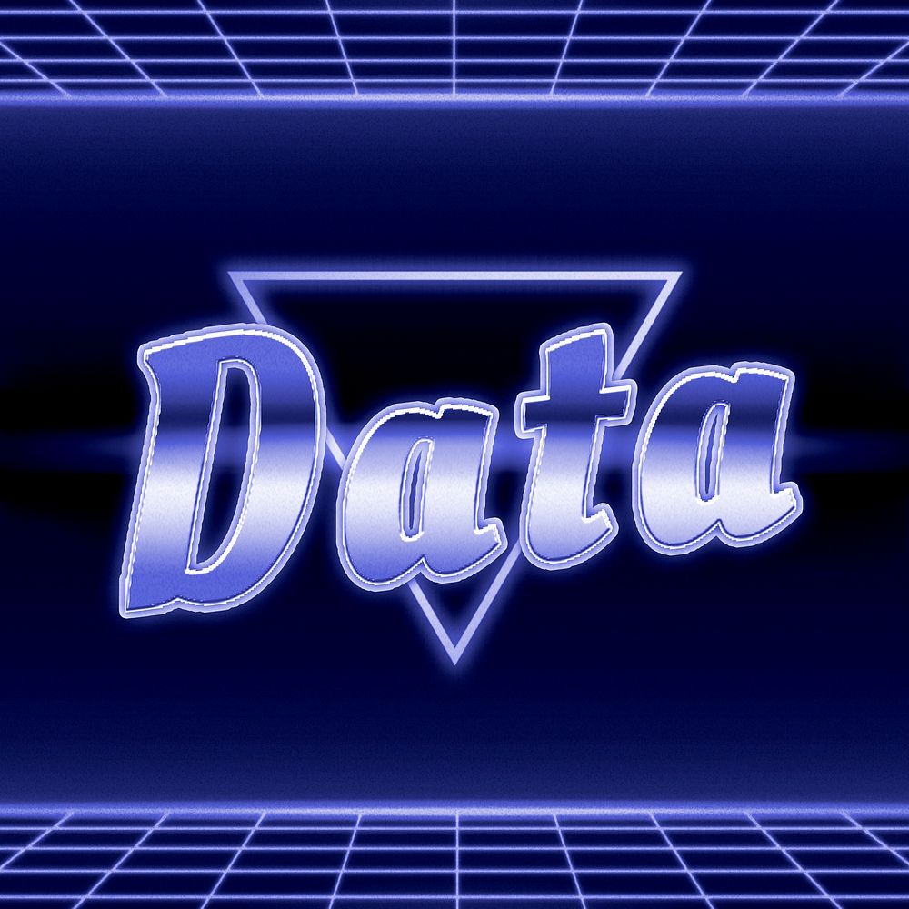 Retro 80s neon data word grid typography