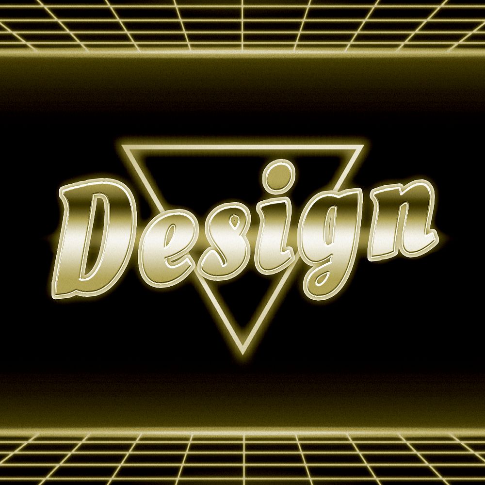 Retro 80s neon design word grid typography