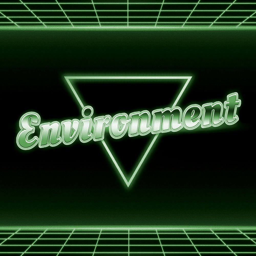 Green 80s neon environment grid typography
