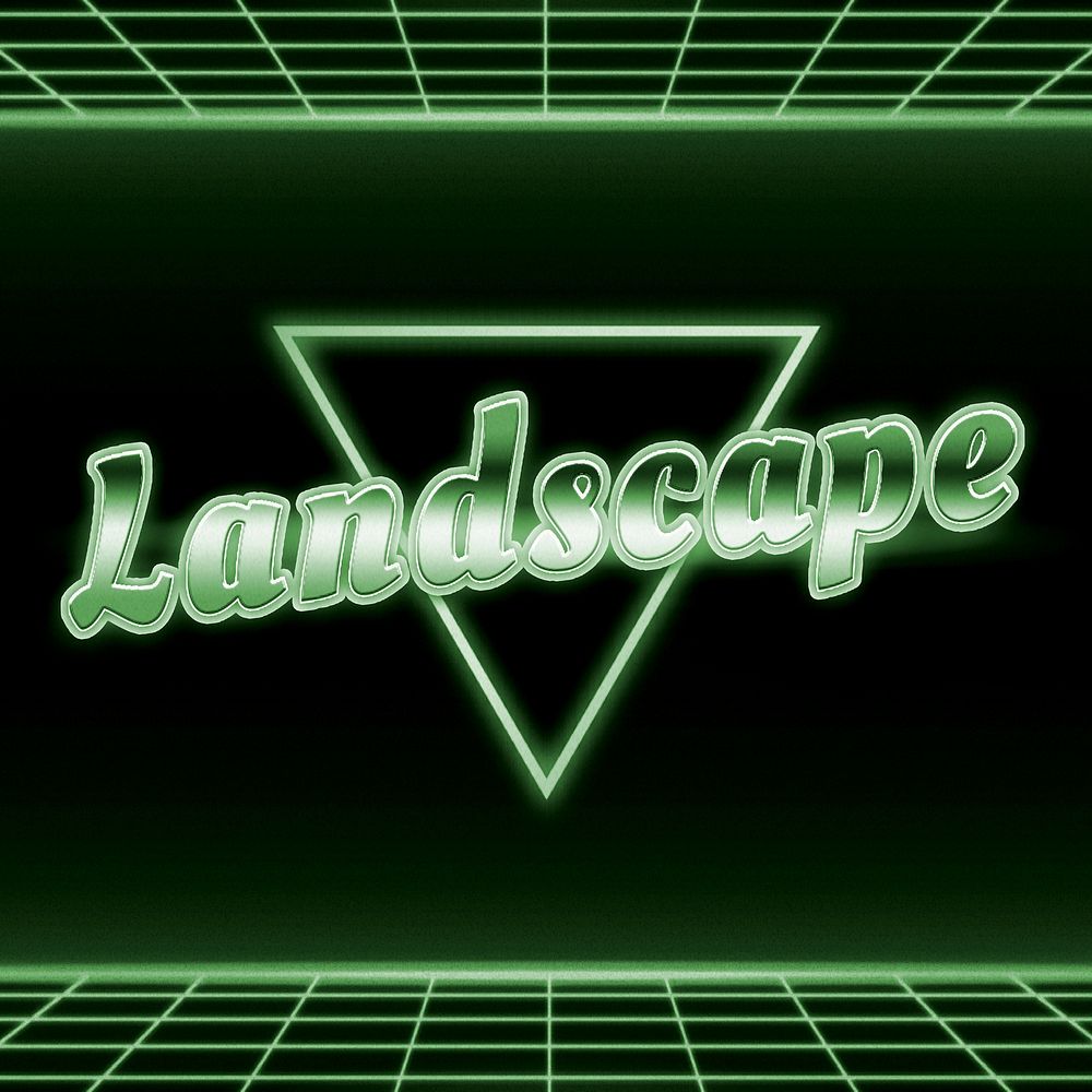 80s landscape word neon typography