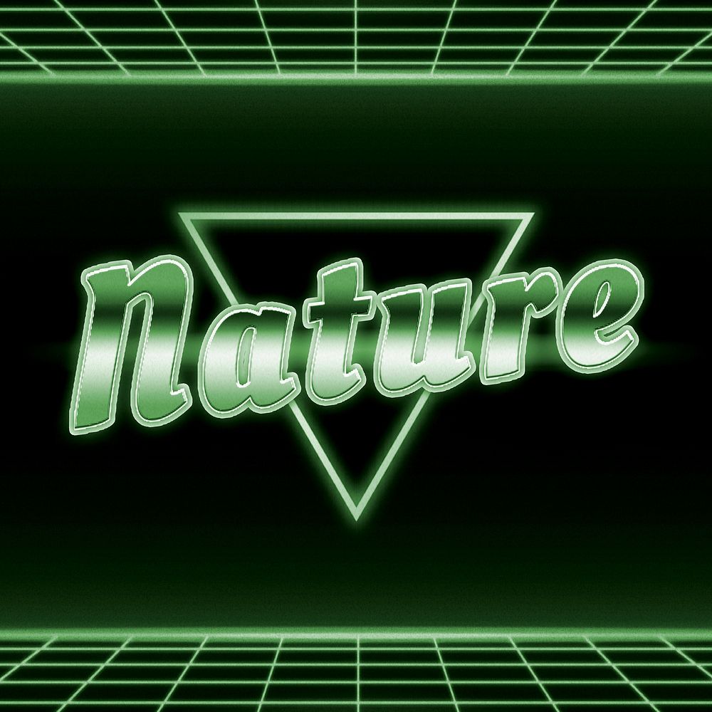 Futuristic green nature word grid typography