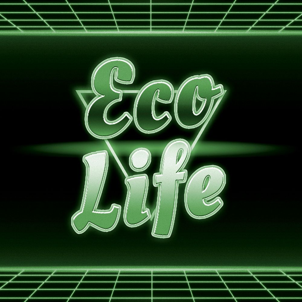 Neon grid eco life typography