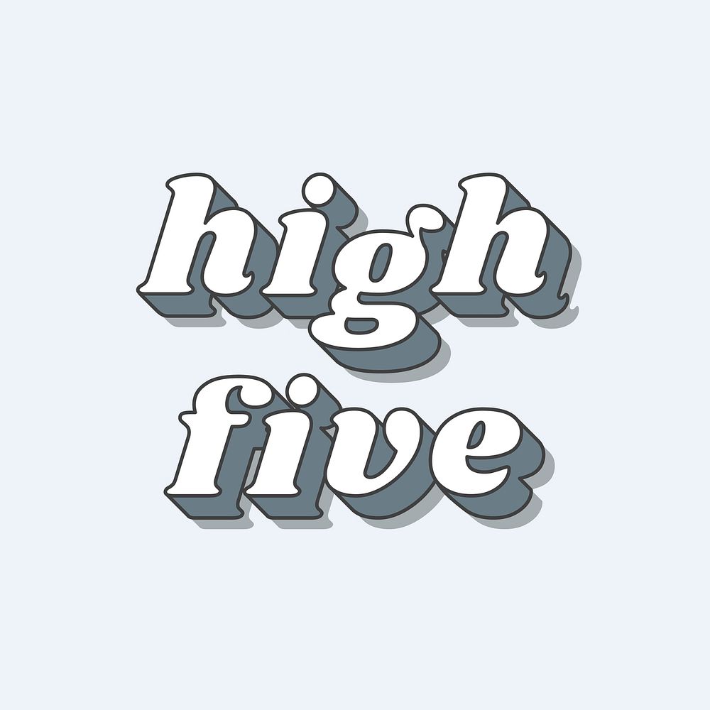 High Five word retro typography vector