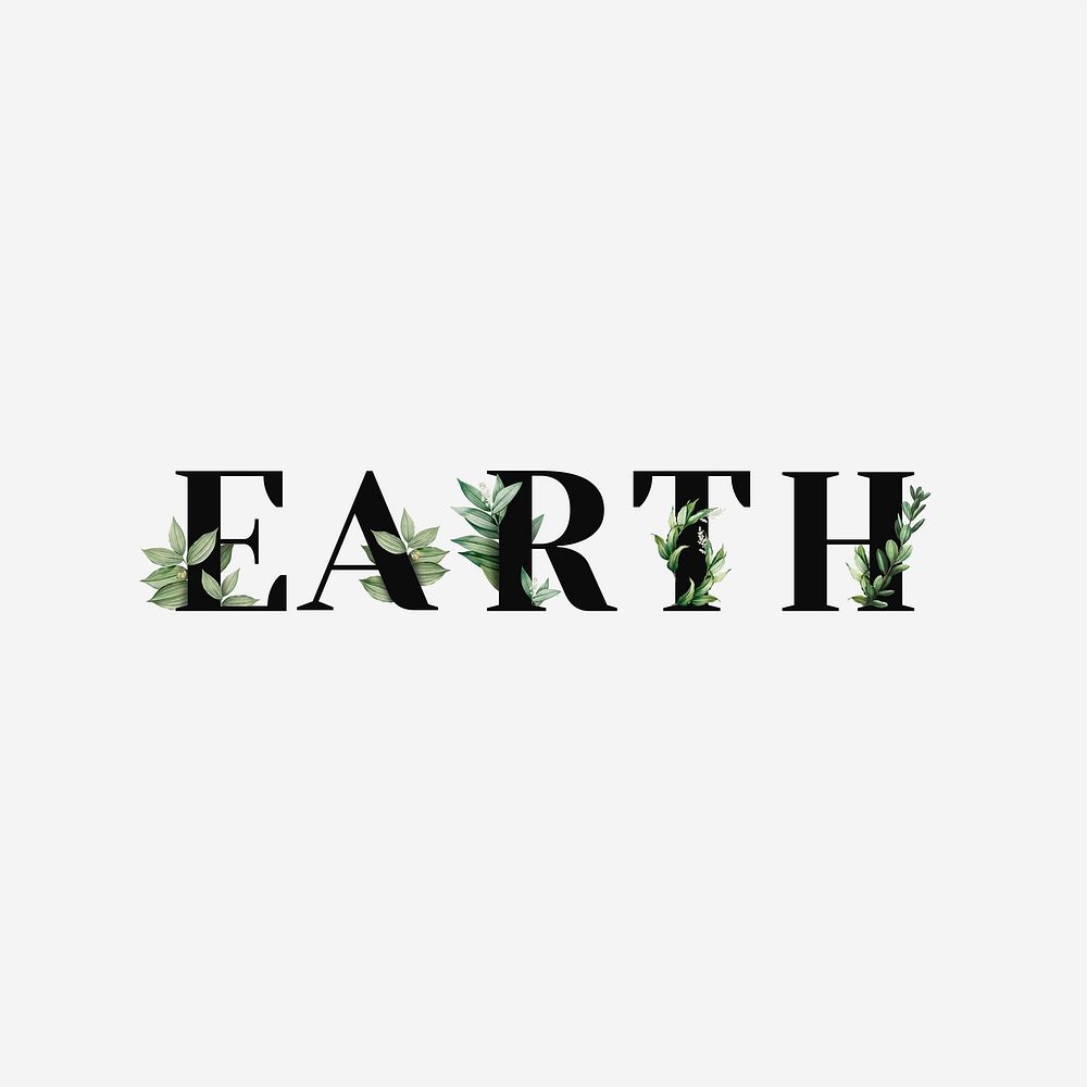 Botanical EARTH psd text black typography
