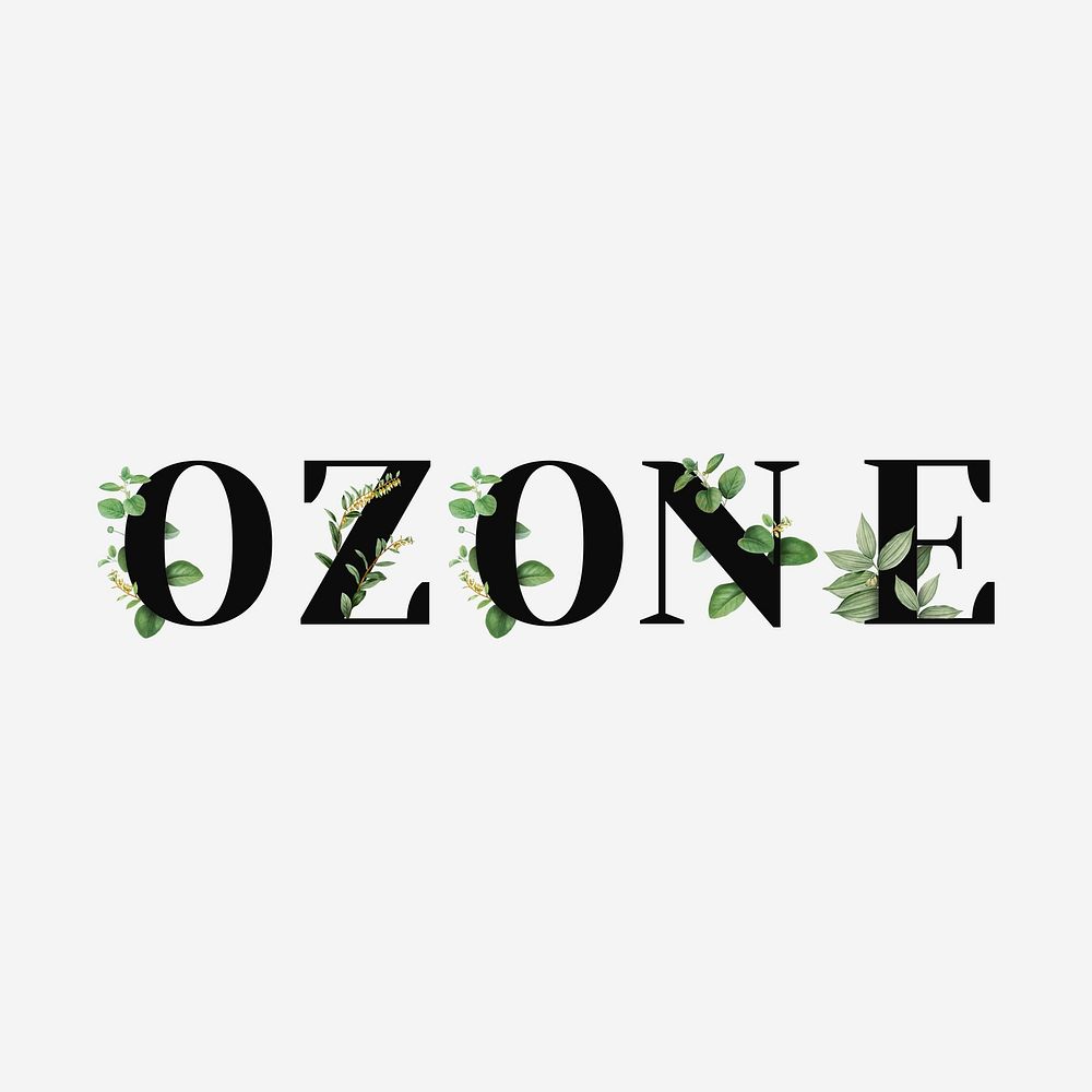 Botanical OZONE vector text black typography