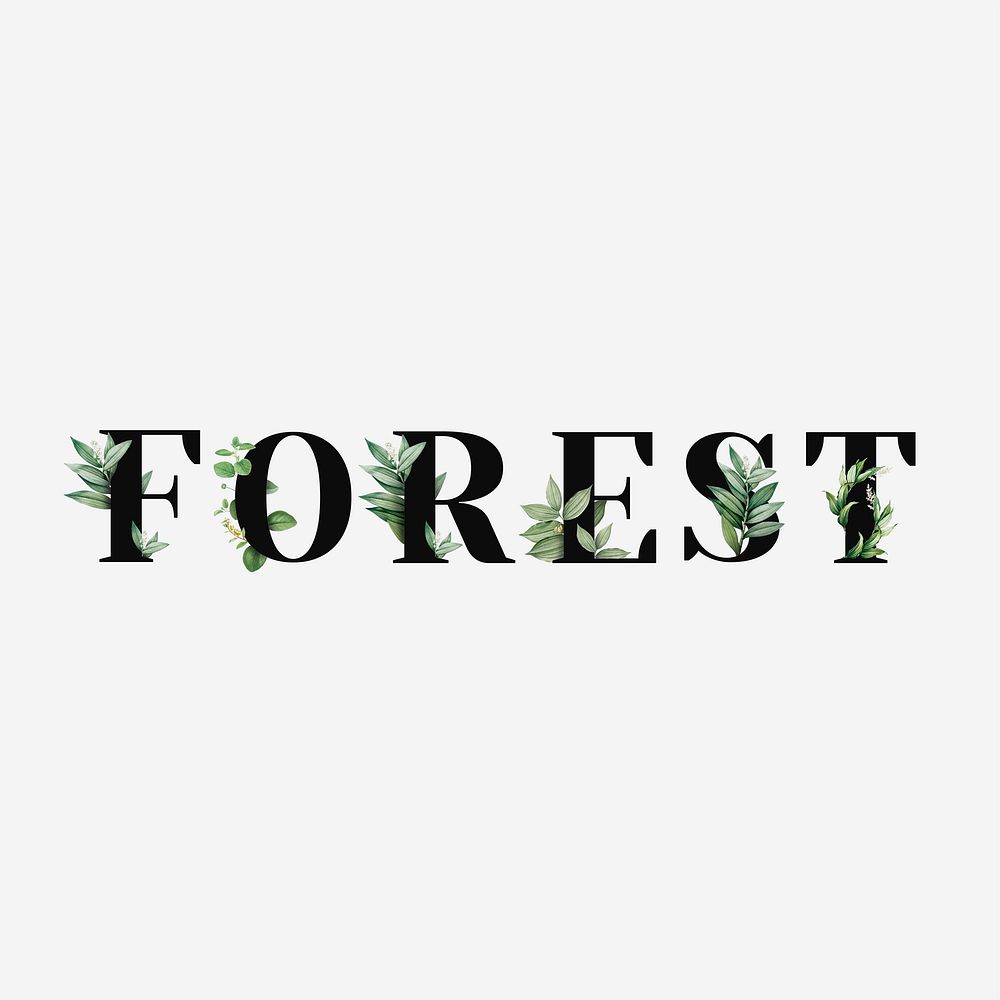 Botanical FOREST psd text black typography