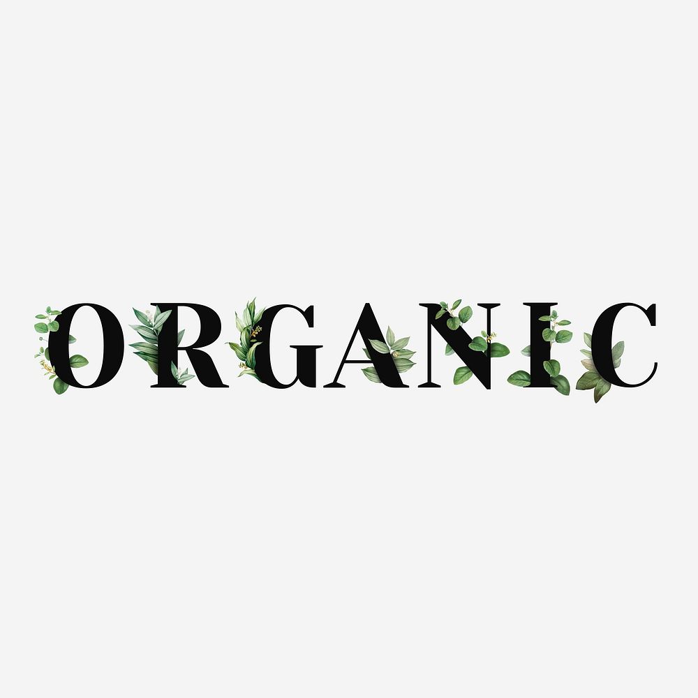 Botanical ORGANIC vector text black typography