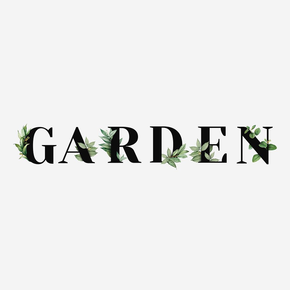 Botanical GARDEN vector text black typography
