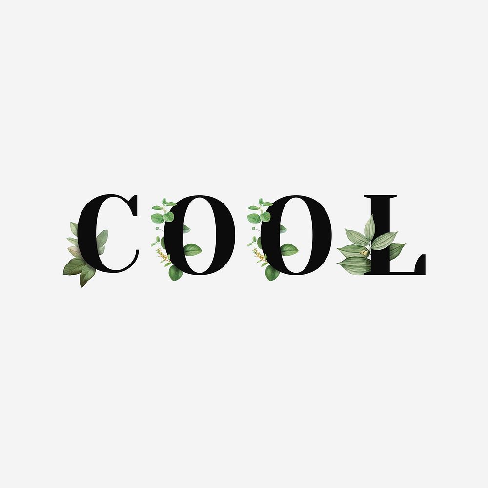 Botanical COOL vector text black typography
