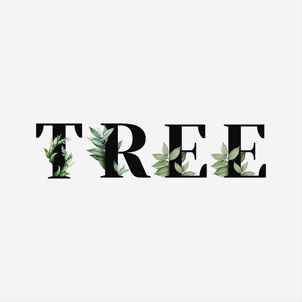 Botanical TREE psd text black typography