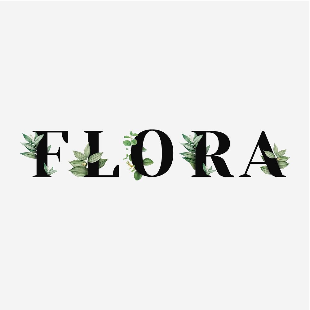 Botanical FLORA psd text black typography