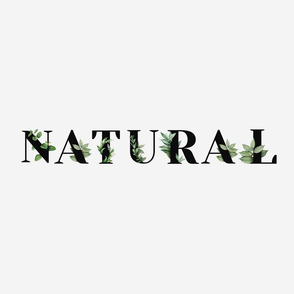 Botanical NATURAL vector text black typography