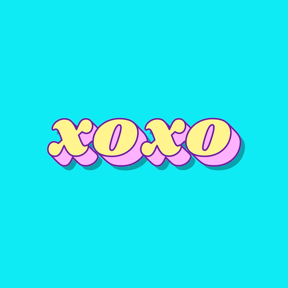 XOXO word retro typography vector