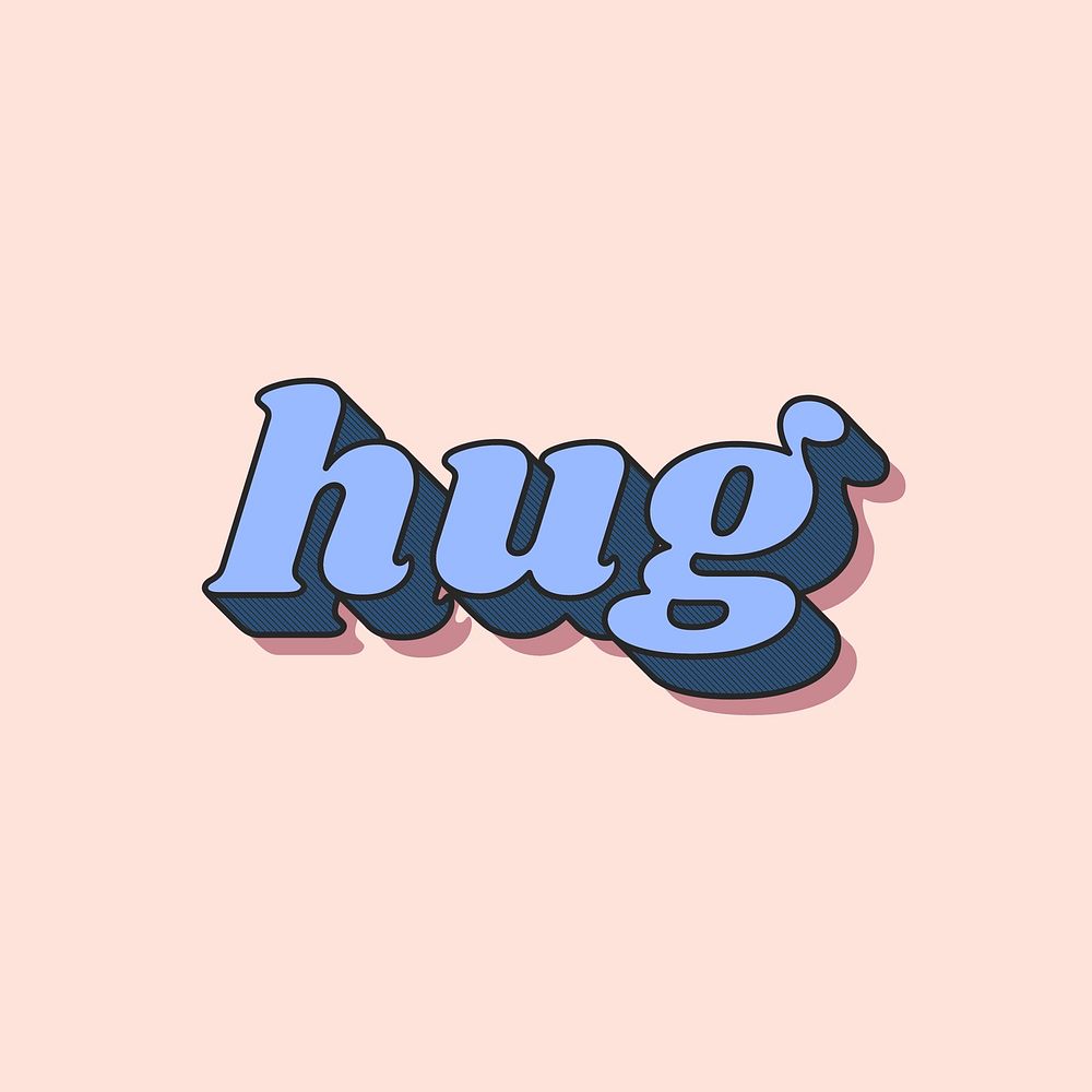 Retro hug bold font typography 3d effect