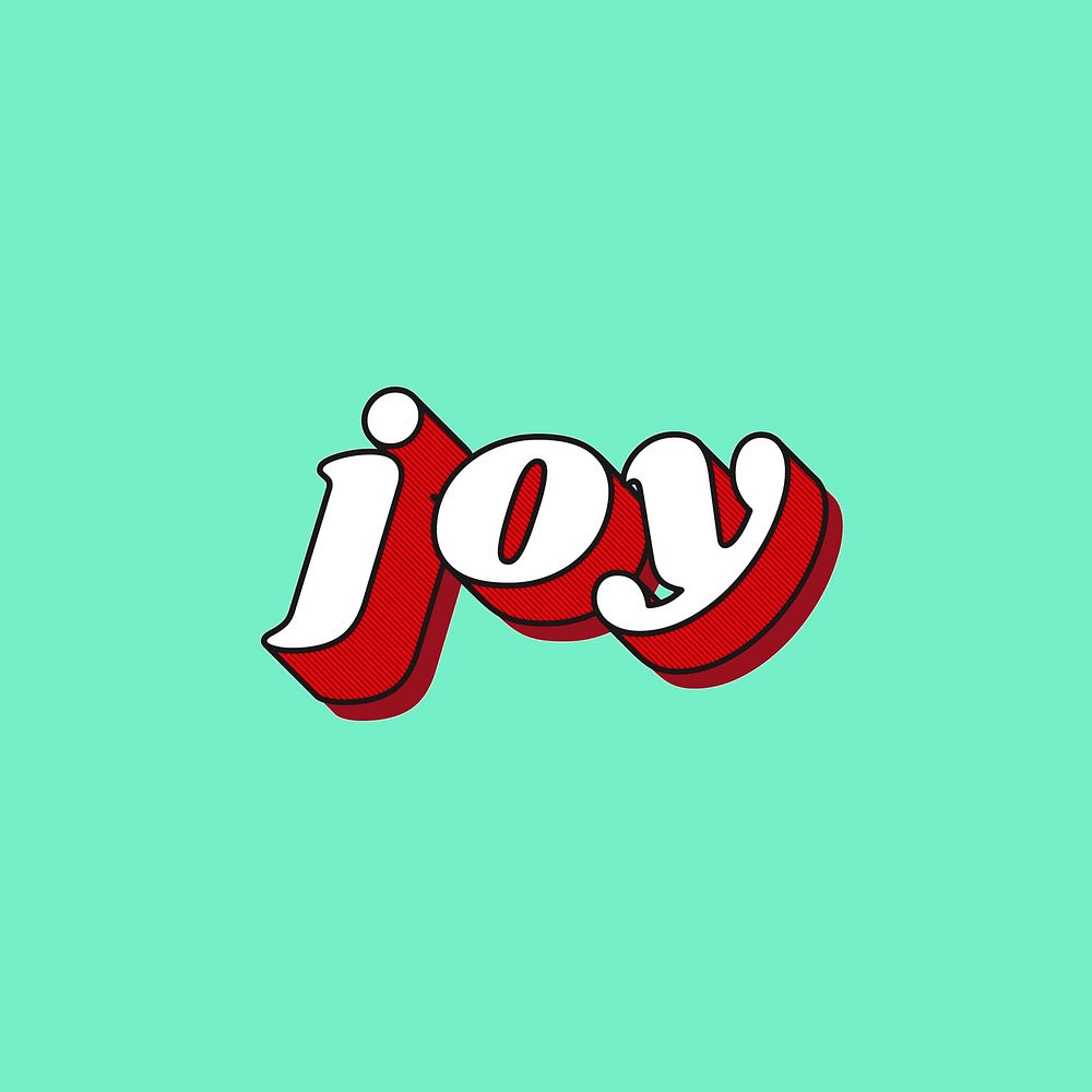 Bold joy word 3D retro typography