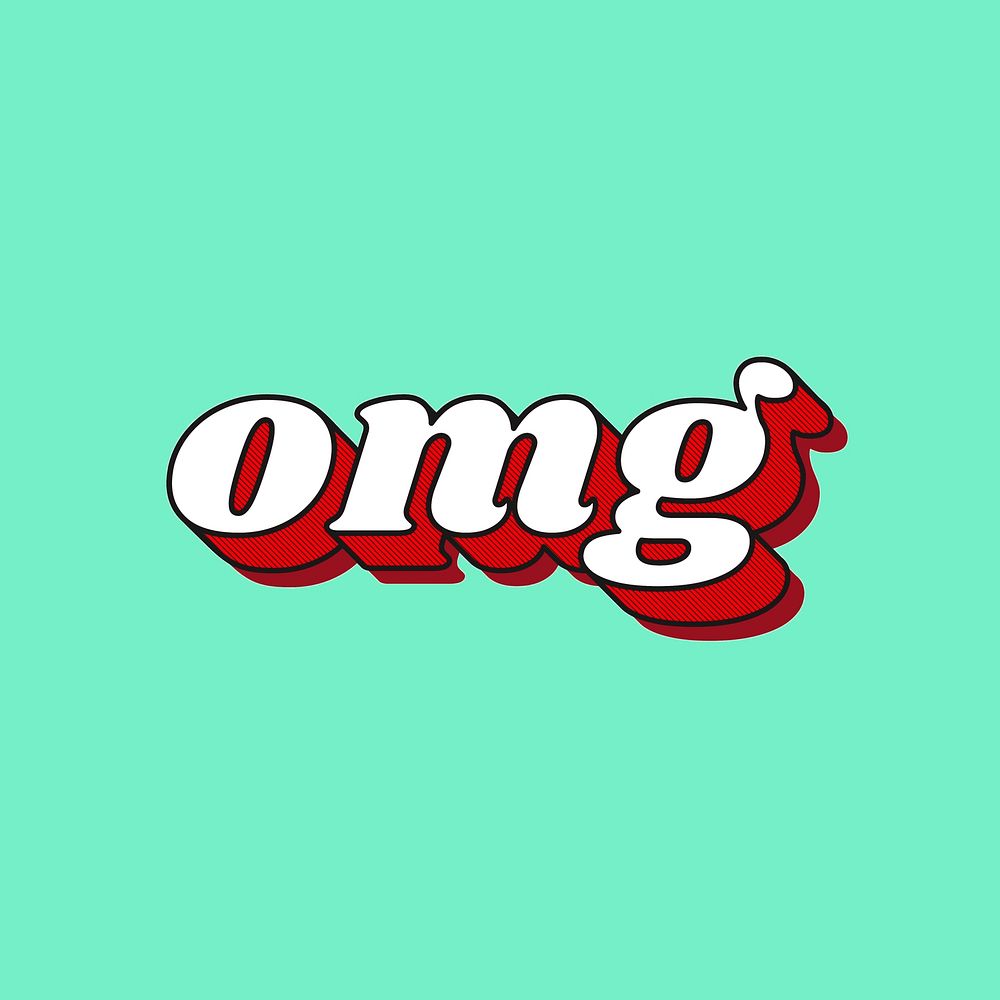 Bold OMG 3D retro lettering typography